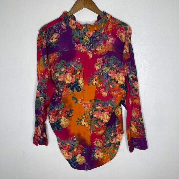 Atlast Studio 90s Vintage Floral Print Collared Long Sleeve Shirt Size M Women - Picture 6 of 6